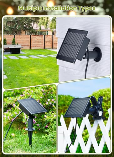 Brightown Solar String Lights Outdoor Waterproof with Remote Cable Ties and Hooks, 38FT Patio Lights with 15 LED Shatterproof Bulbs, 3 Light Modes, Dimmable Hanging Lights for Backyard Party Decor - size: 38FT G40
