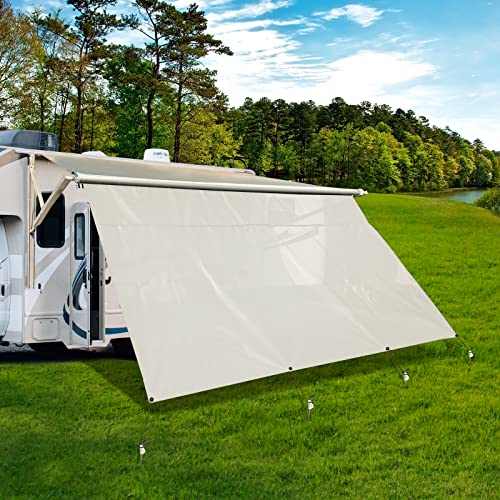 Dulepax RV Awning Shade Screen with Zipper 8'X13'3'' -Second Generation RV Awning Screen Significantly Improves Shadew and Privacy.Universal RV Awning Sun Shade Screen with Complete Kits - color: Beige, size: 8'X13'3" Shade Screen for 14 ft Awning