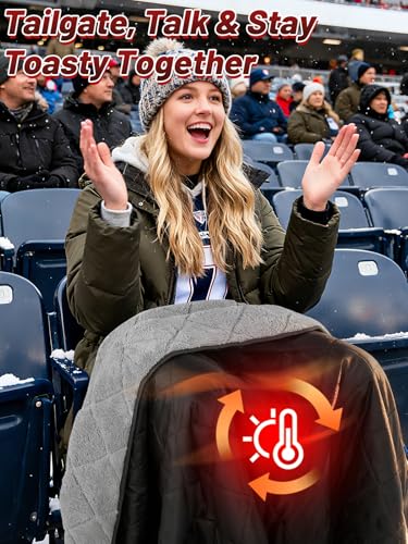 Aulock 55''W x 60''L Warm Outdoor Stadium Blanket Waterproof - Portable & Windproof Black Blanket with Sherpa Fleece Lining for Camping Winter Cold Weather - color: Black, size: 55'' W x 60''L