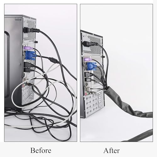 StangH Electirc Wire Protector Sleeve Organizer - Lamp Cord Cover Light Fixtures Velvet Fabric with Sticky Tape Wire Organizer Flexible Cord Concealer Wrap for PC Office/Computer 72 Inch 1 Pc -Grey - color: Grey, size: 72"L x 4.5"W-1PACK