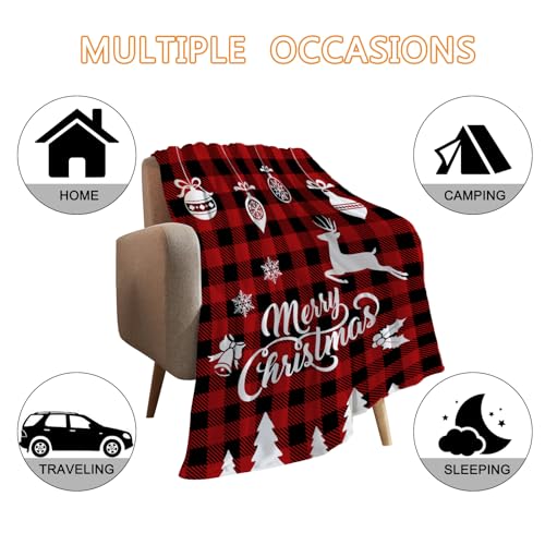 YeeJu Christmas Decorative Throw Blanket Red Plaid Christmas Throw Blanket for Couch Sofa Bed Soft Cozy Lightweight Fuzzy Plush Fleece Blankets and Throws Xmas Winter Blanket 50x60 - color: Chrsitmas-01, size: 50"x60"