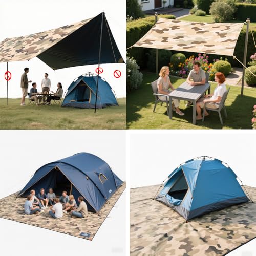 Waterproof Tarp CamouflageThickening Multi-Size Sun Shade Sail Customized Tarpaulin Sunrays Block Awning for Patio Canopy Rain Cover Canvas Sunshade Camp Outdoor Gardens Canopy (9.5ft*9.5ft) - size: 9.5ft*9.5ft