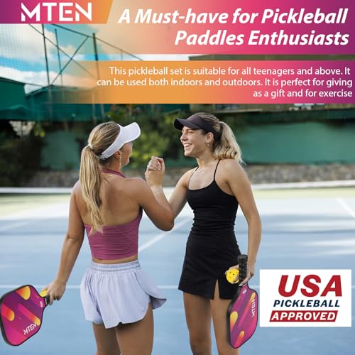 Pickleball Paddles Set of 2 or 4, or Single Paddle – USAPA Approved Fiberglass Surface Pickleball Rackets Set for Men & Women - color: RED*2