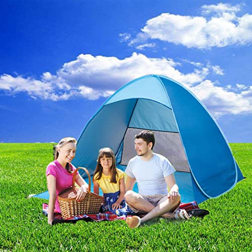 Pop Up Beach Tent – for 3-4 Person UPF 50+ UV Sun Protection Beach Shade Pop Up Sun Shelter with Carry Bag and Tent Stakes for Beach, Park, Camping (X-Large) - size: X-Large