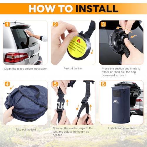 Portable Changing Tent, Easy Set-up Shower Tent for SUV with Suction Cups and Buckles, Instant Privacy Dressing Room with Carry Bag for Camping, Shower, Beach and Toilet Stall