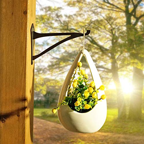 2 Piece 8-Inch Outdoor Decorative Iron Lantern Hooks for Wall Hanging Hummingbird Feeder Windchime Plant Hanger, Black - size: 8 Inch