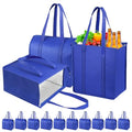 Insulated Grocery Bags with Zippered top Frozen Food Shopping Groceries Travel Insulated Tote Cooler Thermal Bags - color: Blue