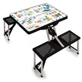 Picnic TIME Portable Folding Picnic Table with Seats for 4, Collapsible Aluminum Table with Benches & Umbrella Hole, Lightweight Foldable Table for Camping, Travel, Backyard, Tailgating | with Umbrella Hole - color: Play Town - Black