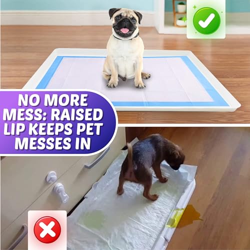 TidyFriend Dog Pee Pad Holder Tray Fits for 28” x 34” Wee Wee Pee Pads - Stable Grip, Raised Edges, Quick-Wipe Silicone Surface Dog Potty Tray Holder for Indoor Flooring Protection (White) - color: White