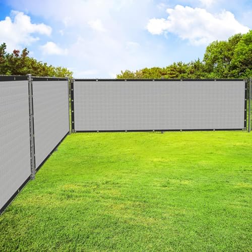 ECOOPTS 4'x20' Privacy Fence Screen Windscreen with Copper Grommets, Fit for Commercial Fence and Residential Garden Outdoor 90% UV Blockage, Cable Zip Ties Included (Gray)