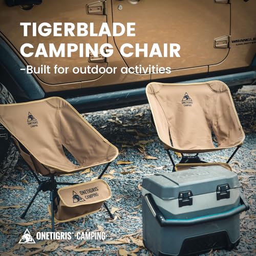 ONETIGRIS Tigerblade Camping Chair, Lightweight Folding Backpacking Hiking Chair, Compact Portable 330 lbs Capacity - color: Coyote Brown