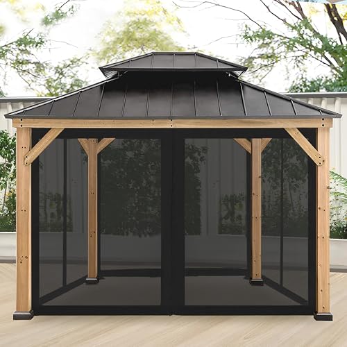 CoastShade Universal Replacement Canopy Mosquito Netting Screen Sidewalls Only for 10' x 10' Gazebo Canopy,Black - color: Black, size: Meshwall-10 x 10 ft