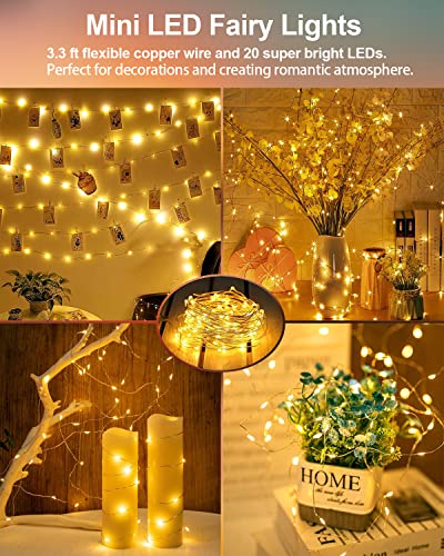 20 Pack Fairy Lights Battery Operated 3.3ft 20 LED Mini String Lights Copper Wire Twinkle Lights for Mason Jars Festivals Wedding Christmas Party Centerpiece Table Decorations, Warm White & Cool White - color: Warm White + Cool White