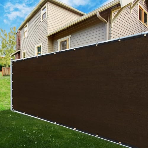 ShadeMart 5' x 25' Fence Privacy Screen Brown Heavy Duty 170 GSM Fencing Mesh Shade Net with Grommets & Zip Ties, 90% Blockage Fence Screen for Balcony Yard Outdoor Garden Pool (We Customize Size) - color: Brown, size: 0 5' x 2 5'