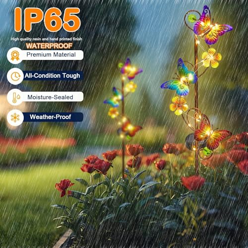 NAN ZAI NAN FANG Butterfly Solar Stake Lights, Waterproof, for Outdoor Decor, Garden,Lawn,Patio or Courtyard, 2 Pack