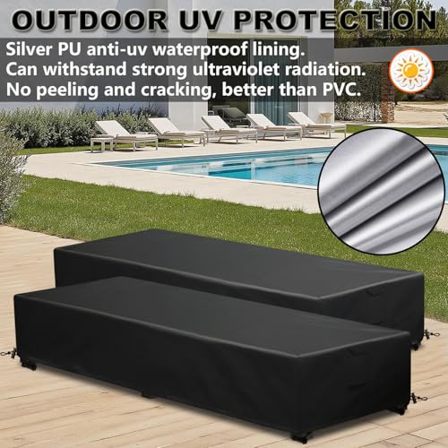 Waterproof Patio Lounge Chair Cover 2 Pack Outdoor Chaise Lounge Covers 600D Weather Resistant Material, UV Protection, Windproof Design Outside Furniture Covers 80" x 28" x 14" H,Black - color: Black, size: 2 Pack (80"l X 28"w X 14"h)