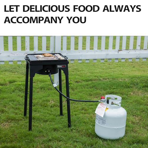 OuterMust Outdoor Propane Burner Camping Stove Gas Burner with Adjustable Legs Ideal for Camping, Home Brewing, Turkey Frying and Maple Syrup Boiling - size: Single Burner - Adjustable