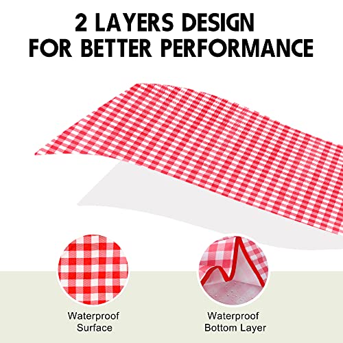 SAMSIER Outdoor Picnic Blankets Waterproof Foldable Sandproof, Large Gingham Cute Picnic Mat Washable Portable for Park Beach Camping Courtyard (Red, 60"×80") - color: Red, size: 5' x 6'8" (Rectangular)