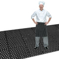 82.6 x 35.4 Inch Non-Slip Commercial Anti-Fatigue Drainage Rubber Mat Roll, Heavy Duty Rubber Floor Mat with Holes for Restaurants, Bars, and Wet Areas, Black