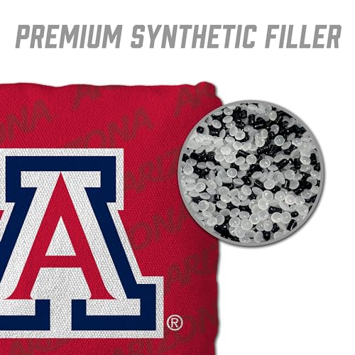 YouTheFan Officially-Licensed NCAA Set of 4 Cornhole Bags - All Weather Regulation 6” x 6” Size - 16oz Weight - Designed in USA - color: Arizona Wildcats - Red