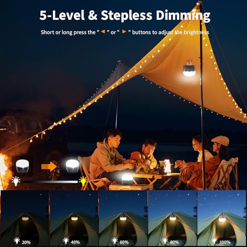 LED Camping Lantern Rechargeable 8000mAh, 3 Color Light Camping Tent Light, IP44 Waterproof Magnetic Hanging Light for Camping, Hurricane, Power Outages, Survival Kits, Black Emergency Light - style: Upgrade- Warm-White