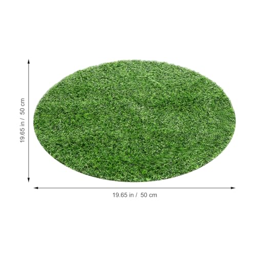 Artificial Grass Mat Round Fake Turf Tiles Realistic Grass Rug for Balcony Patio Outdoor Faux Placemats DIY Crafts and Decorations Textured Grip Backing