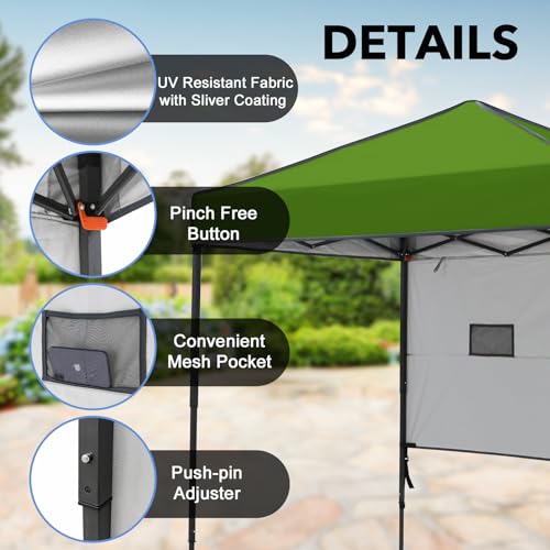 6x4 Pop Up Canopy Tent with Half Wall Panel, Instant Portable Beach Canopy, Outdoor Tent with Carry Bag for Camping, Sports, Tailgating, Events, Grass Green - color: Grass Green, size: With Half Wall