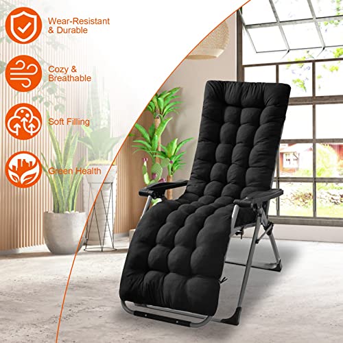 iMounTEK Lounge Chair Cushions Chaise Lounger Cushion 67X22 inches Soft Sofa Pad Mat Long Bench Cushion for Outdoor Furniture, Indoor Outdoor Recliner Zero Gravity Chair Cushion/Black
