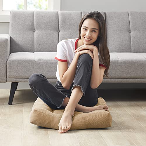 Meditation Floor Pillow, Square Large Pillows Seating for Adults, Tufted Corduroy Floor Cushion for Living Room Tatami, Coffee Brown 22x22 Inch, 1 Count (Pack of 1) - color: Square | Coffee | 1 Pack, size: 1 Pack