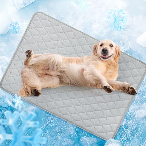 LOOBANI Dog Cooling Mat for Large Dogs 48"x28"- Dog Cooling Pad Durable, Cool Blanket Machine Washable, Medium Pet Cool Mat for Outdoor, Indoor (Grey, 48"x28") - color: Grey, size: 48"x28"