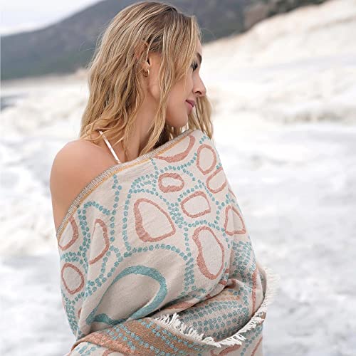 BAGNO MILANO Beach Towels Organic Turkish Cotton Soft, Quick Dry Oversized Turkish Towel Throw Blanket for Beach, Yoga, Spa, Pool (Beach Towel, Rigel Beige) - color: Rigel Beige