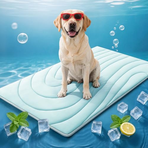 Cooling Mat for Dogs, 59"x40" Self-Cooling Pet Bed - Advanced Arc-Chill Technology 3.0 (QMAX>0.5) for Instant Cool, Non-Slip Washable Floor Mat for XL-Large Dogs, Indoor Outdoor Use - Blue - color: Blue, size: X-Large(59" x 40")