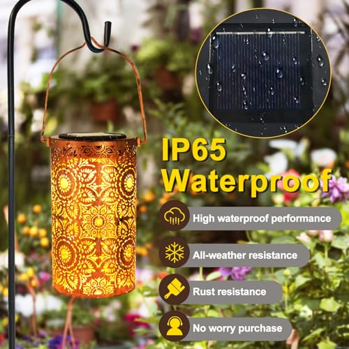 DIBIEECN Mothers Day Gifts for Mom, Birthday Gifts Grandma Ladies Solar Lanterns Outdoor Hanging Hollowed-Out Metal Waterproof LED Garden Decor Outside for Patio Yard Porch, Sunflower, 1 Pack - style: Sunflower