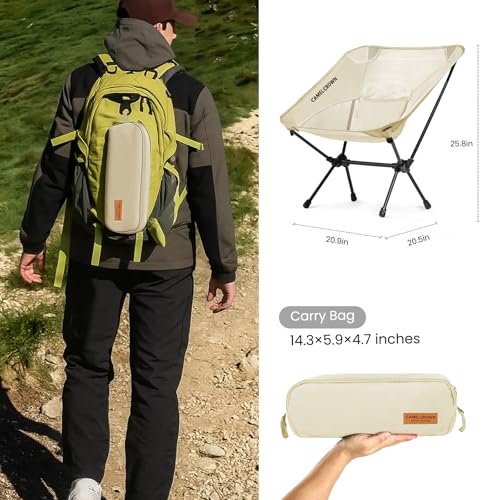 CAMEL CROWN Portable Camping Chair Lightweight Compact Folding Chair Mesh for Outdoor Camp Travel Beach Picnic Festival Hiking Backpacking White - color: White, size: 1 Pack