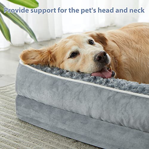 BFPETHOME Orthopedic Dog Beds for Large Dogs-Waterproof Sofa Pet Bed with Removable Washable Cover, Big Dog Bed with Waterproof Lining and Nonskid Bottom,Pet Bed for Large Dogs - color: Grey, size: 30.0"L x 20.0"W x 6.5"Th