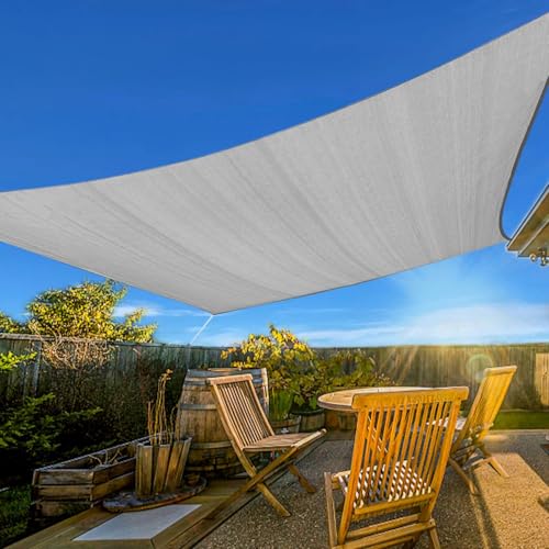 Artpuch Sun Shade Sail, 8'X12' Light Grey Rectangle Curved Edged Commercial Grade 185GSM Permeable Outdoor Shade Cloth for Deck, Backyard, Patio (Custom Sizes Made)