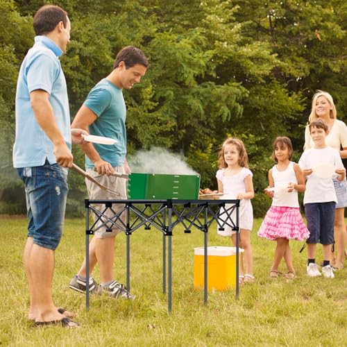 Anbte Heavy-Duty Camping Table, 48” x 23.6” Large Roll Up Camping Table for 6-8 People Support 264lbs with Carry Bag, Waterproof, Portable, for Backyard BBQ Tailgating Picnic Party Indoor, Black - color: Black, size: 48”L x 23.6”W x 29.1" H (1 height)