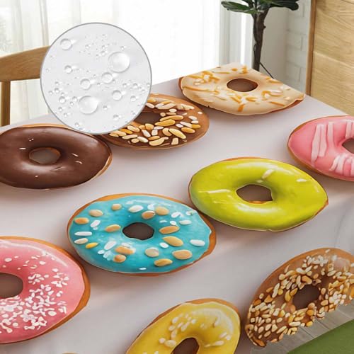 Decorative Rectangle Tablecloth 52"X70" Donuts, Colorful Glazed Donuts Wrinkle Free Table Cover Picnic Table Cloths for Parties Weddings Kitchen Dinner Tablecloth - color: Donuts