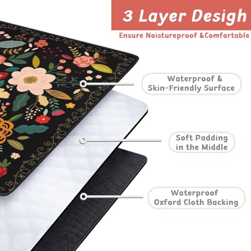 Picnic Blankets Waterproof Large, 80"x 60" Outdoor Beach Blanket Sandproof Foldable Lightweight Portable 3-Layer Camping Mat for Parks,Hiking,Travel,Music Festival,Concerts(Boho Flower) - color: Black Boho Flower, size: 5' x 6'8" (Rectangular)