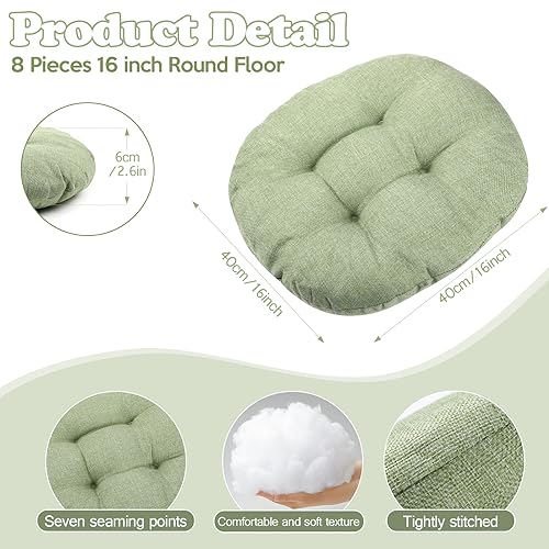 Fumete 8 Pcs 16 Inch Round Floor Cushions for Kids and Toddlers, Flexible Seating Classroom Furniture Floor Pillow for Home, Daycare, Preschool, Yoga and Meditation (Green) - color: Green