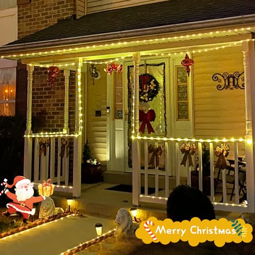 JMEXSUSS 200 LED Solar Rope Lights,66ft 8 Modes Solar Rope Lights Outdoor Waterproof LED Solar Powered Rope Tube for Fence,Gazebo,Yard,Walkway,Path(Warm White) (Pack of 2) - color: Warm White, size: 200 LED (Pack of 2)