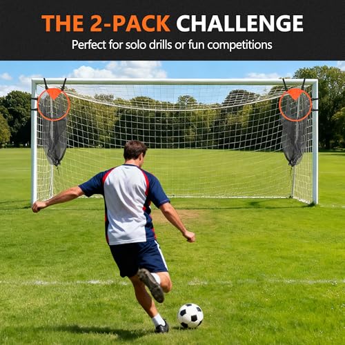 2-Pack Soccer Goal Target Portable Football Target Net Corner Soccer Target Net Youth Football Goal Kicking Net Goalkeeper Practice Goalie Throwing Accuracy Kids Small Training Equipment Adjustable
