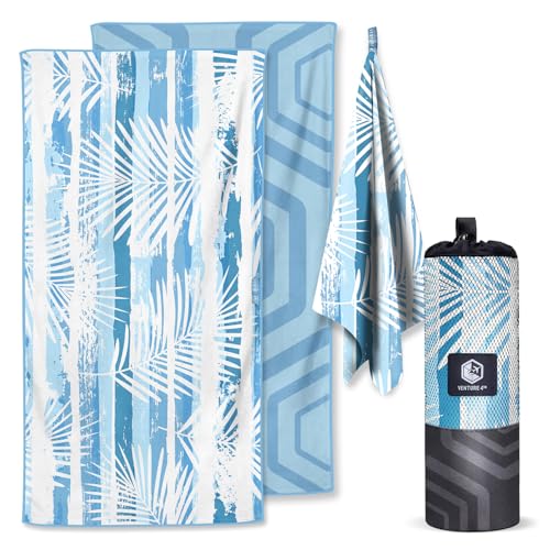 VENTURE 4TH Microfiber Beach Towel: Quick-Dry, Compact, Sand-Free, Absorbent, Sandproof and Lightweight - Perfect for Camping, Beach, and Roadtrips (Ocean Vibe Design | 35x78 inches) - color: Ocean Vibe, size: Extra Large (78" x 35")