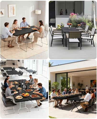 6FT Picnic Black Spandex Table Cloth - 1 Pack Fitted Rectangle Tablecloth for Folding Tables, Washable Table Cover for Outdoor, Camping, Picnic, Banquet and Party(30" x 72") - color: Black-6ft