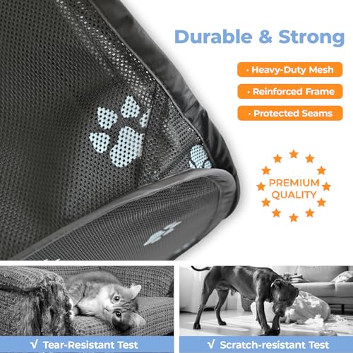 2-in-1 Cat Playpen, Pop Up Dog Pet Playpen for Indoor Outdoor Cats Enclosed, Portable Pet Playpen, Kitten Puppy Foldable Play Pen Cat Dog Tent Crate Cage Kennel(No Divider, Unified Space) - color: Black, size: L, 83.5"L x 41.4"W x 32.3"H