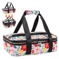 Double Decker Casserole Carrier Fits Pioneer Woman Kitchen Stuff & 9x13 Baking Dish, Expandable Lasagna Lugger Tote, Leakproof Thermal Food Warmer Bag for Potluck, Travel, Hot/Cold Food & Mom Gifts - color: Double Floral#2