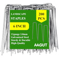 AAGUT Garden Stakes Pins, Landscape Staples 200 Pack 6 Inch 11-Gauge Galvanized Lawn Stake for Dog Fence, Weed Barrier Fabric, Ground Cover, Irrigation Tubing Soaker Hose, Chicken Wire - color: Silver, size: 6'' x 200Pcs-11Ga