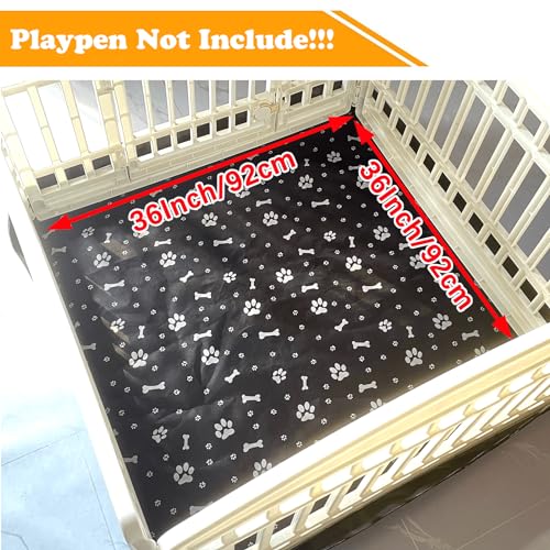 Dog Playpen Bottom Pad Fits for 36 Inch 4 Panels Exercise Pet Playpen, Dog Crate Pad Puppy Playpen Pad, Hoop and Loop Design (Note: Playpen Not Included). -Black - color: Black