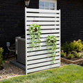 Air Conditioner Fence & Patio Privacy Screen – 40" W x 70" H Metal Privacy Fence Panel | Outdoor Privacy Panels for AC Units, Trash Cans & Pools | No-Dig Fencing for Patio Privacy & Gardens (White) - color: White