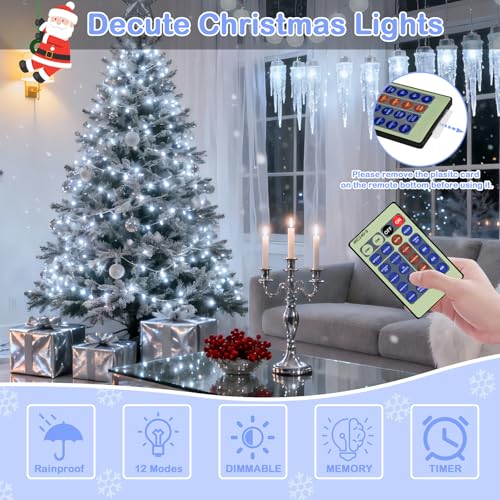 Decute 500LED 164ft Fairy String Lights Cool White Christmas Light Silver Wire with Remote, Firefly Lights Starry Light for DIY Christmas Tree Costume Wedding Party Table Centerpiece Decor - color: Cool White, size: 500LED
